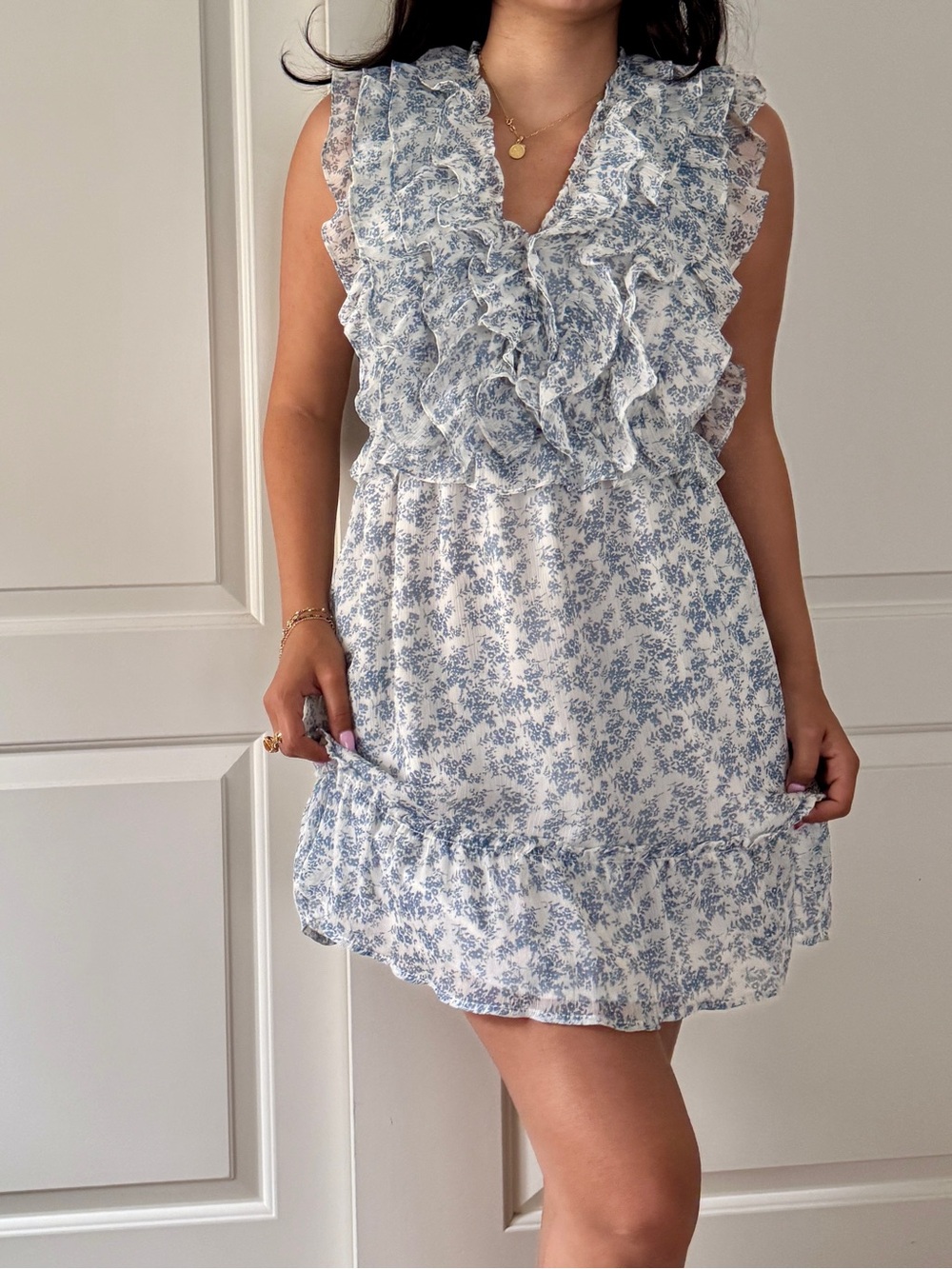 Storia Blue Floral Ruffle Sleeveless Dress 💙